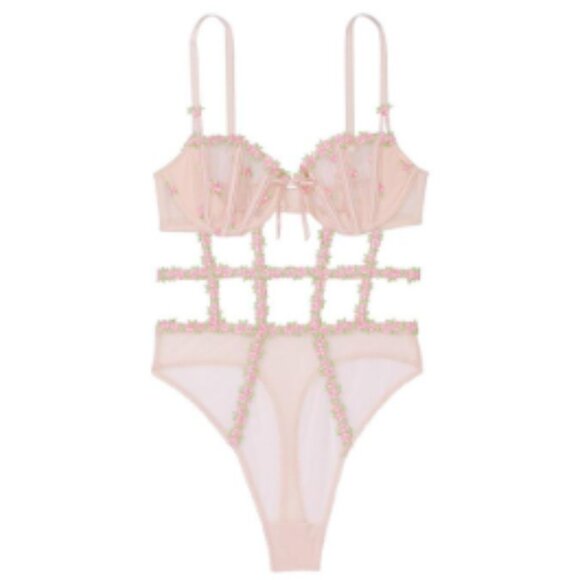 Victoria’s Secret wicked unlined rosebud embroidery teddy XS NWT - Picture 1 of 8